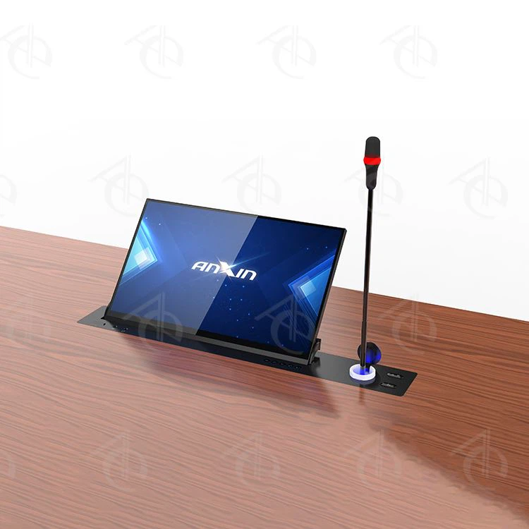 17'' Motorized Retractable Adjustable Tilt Monitor With Liftable Microphone