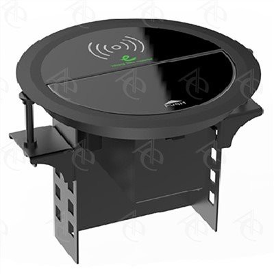 Semicírculo Clameshell Multimedia Conector oculto de mesa de carga inalámbrica